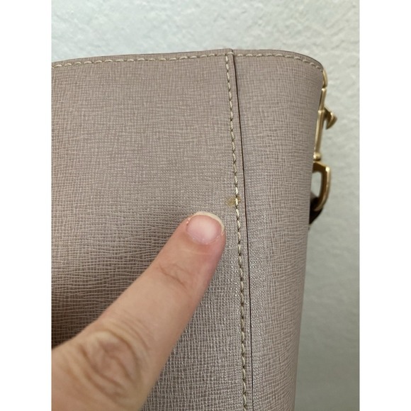 Dooney & Bourke Saffiano Leather Ashby Blush Gray Brown Strap Shoulder Bag Hook - Picture 6 of 16